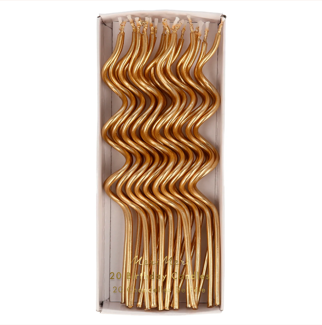 Gold Swirly Candles -20pk