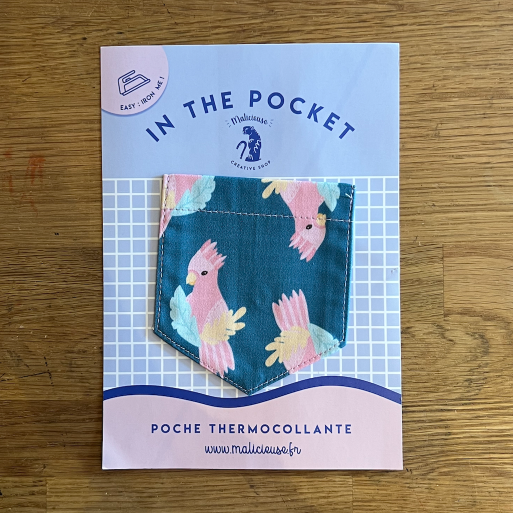 Iron-on Pocket -Parakeets