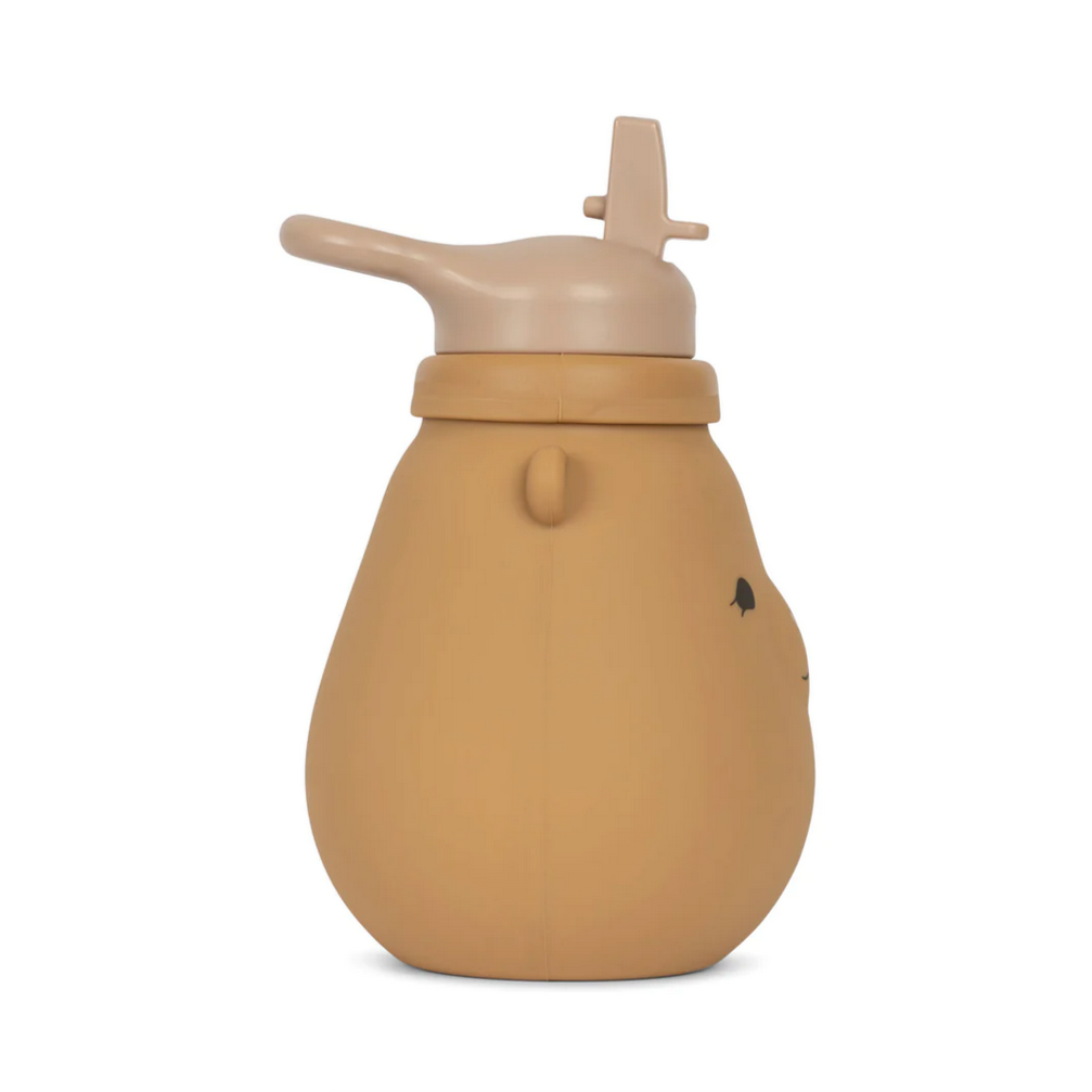 Silicone Drinking Bottle Teddy - almond