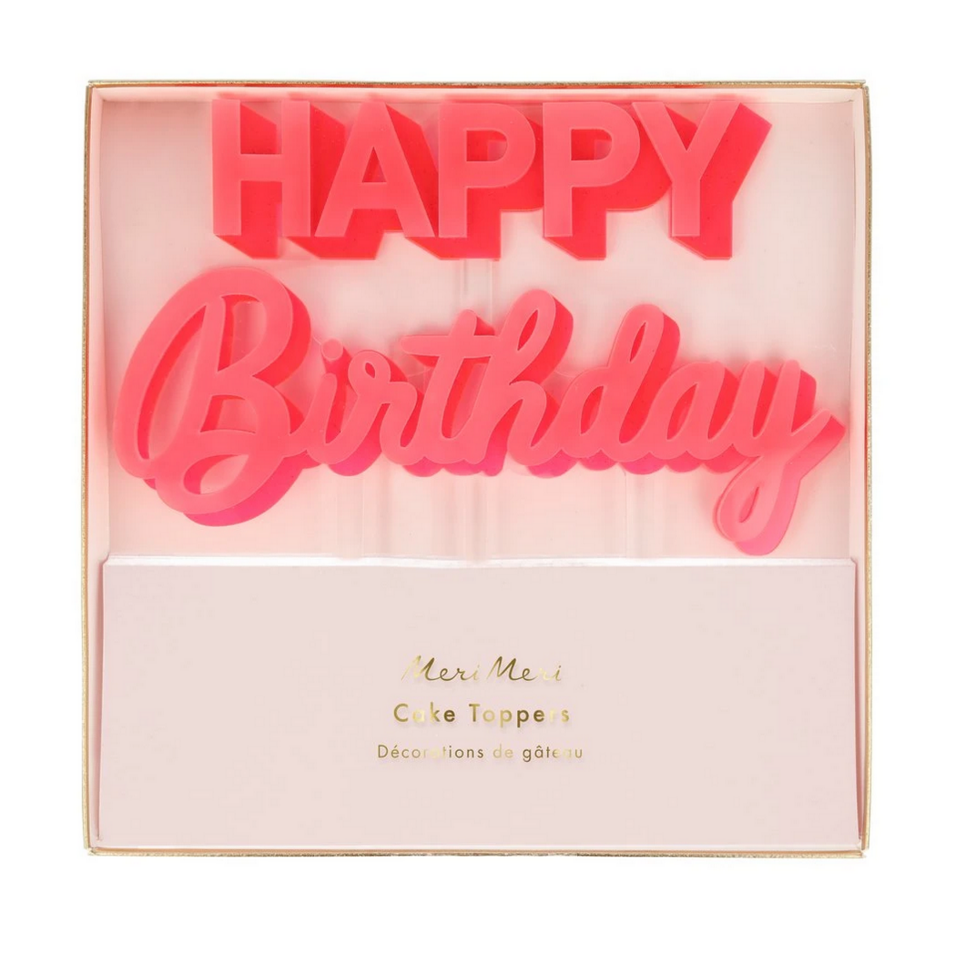 Happy Birthday Pink Acrylic Toppers