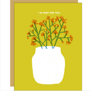 drawing of a vase with flowers on a yellow background