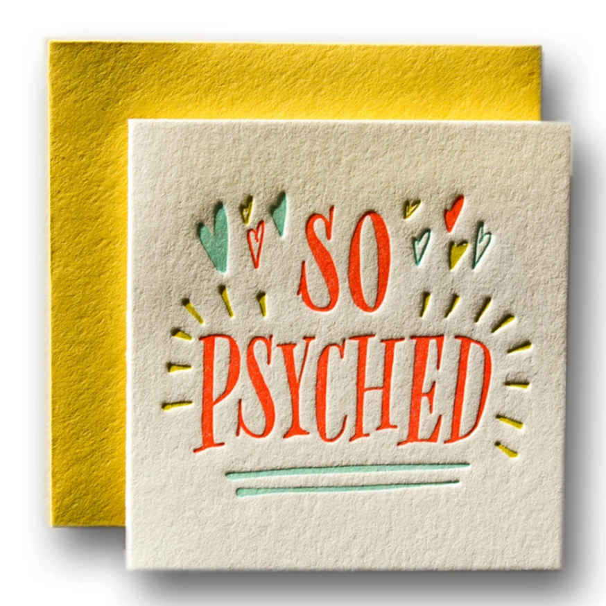 CARD WITH LITTLE HEARTS AROUND RED TEXT