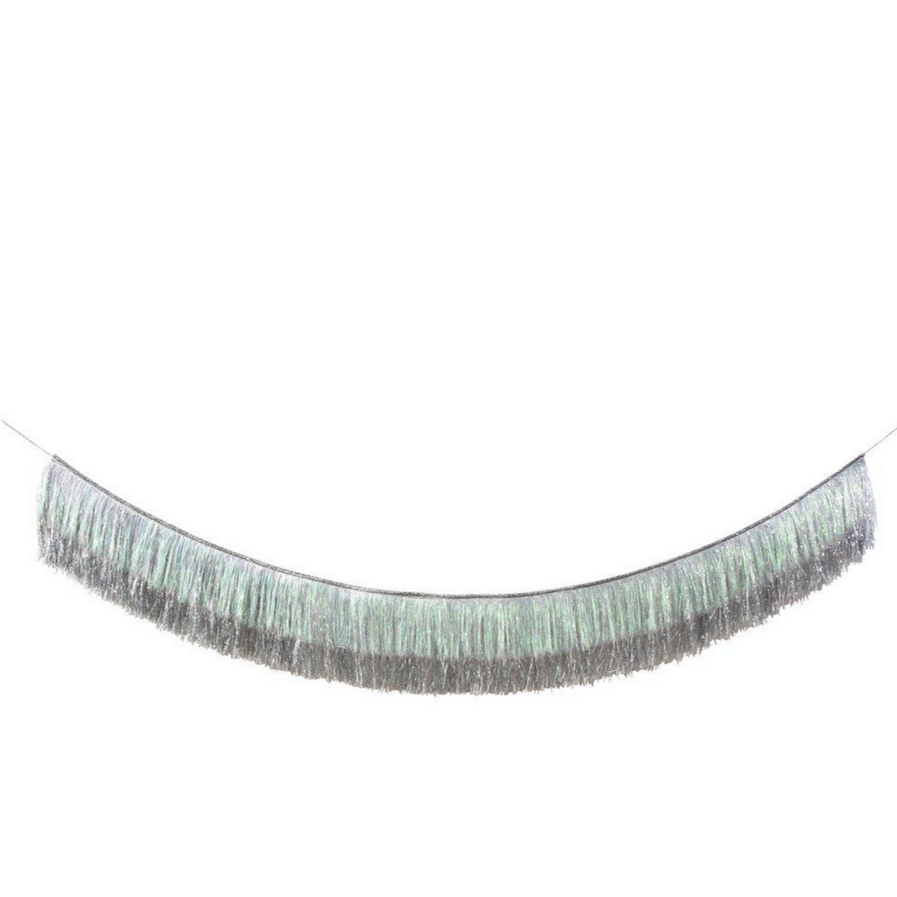 Silver Iridescent Tinsel Fringe Garland