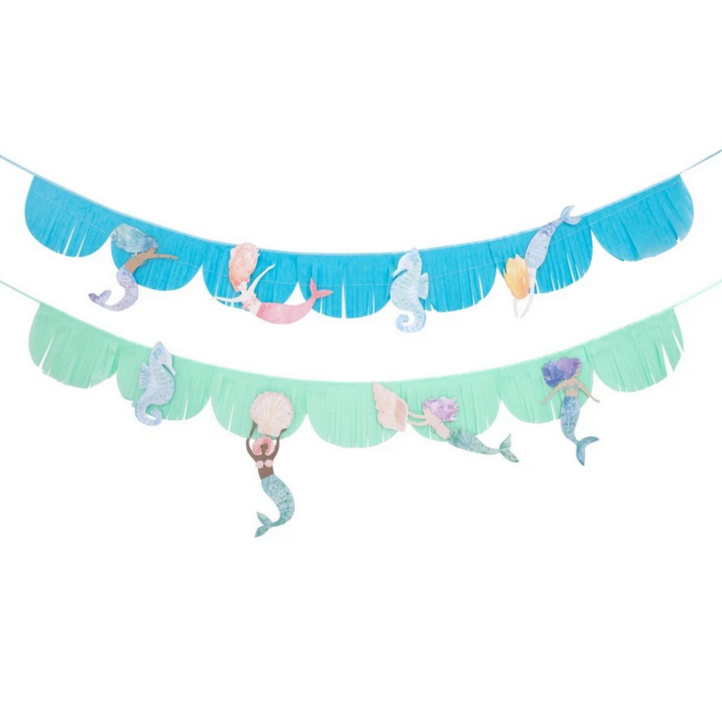 mermaid illustrations on a paper garland