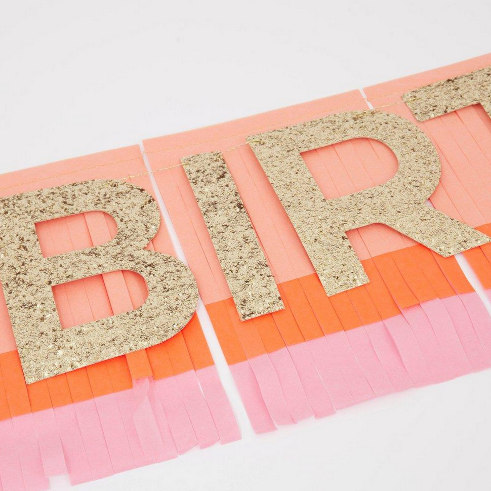 Pink Happy Birthday Fringe Garland