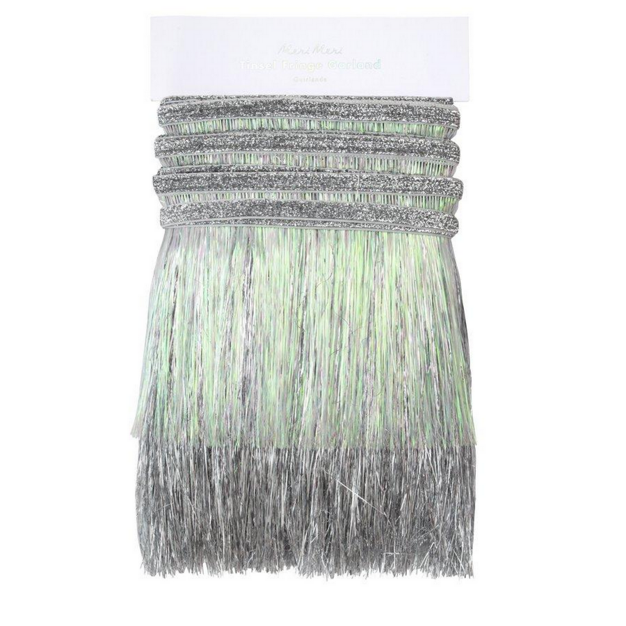 Silver Iridescent Tinsel Fringe Garland