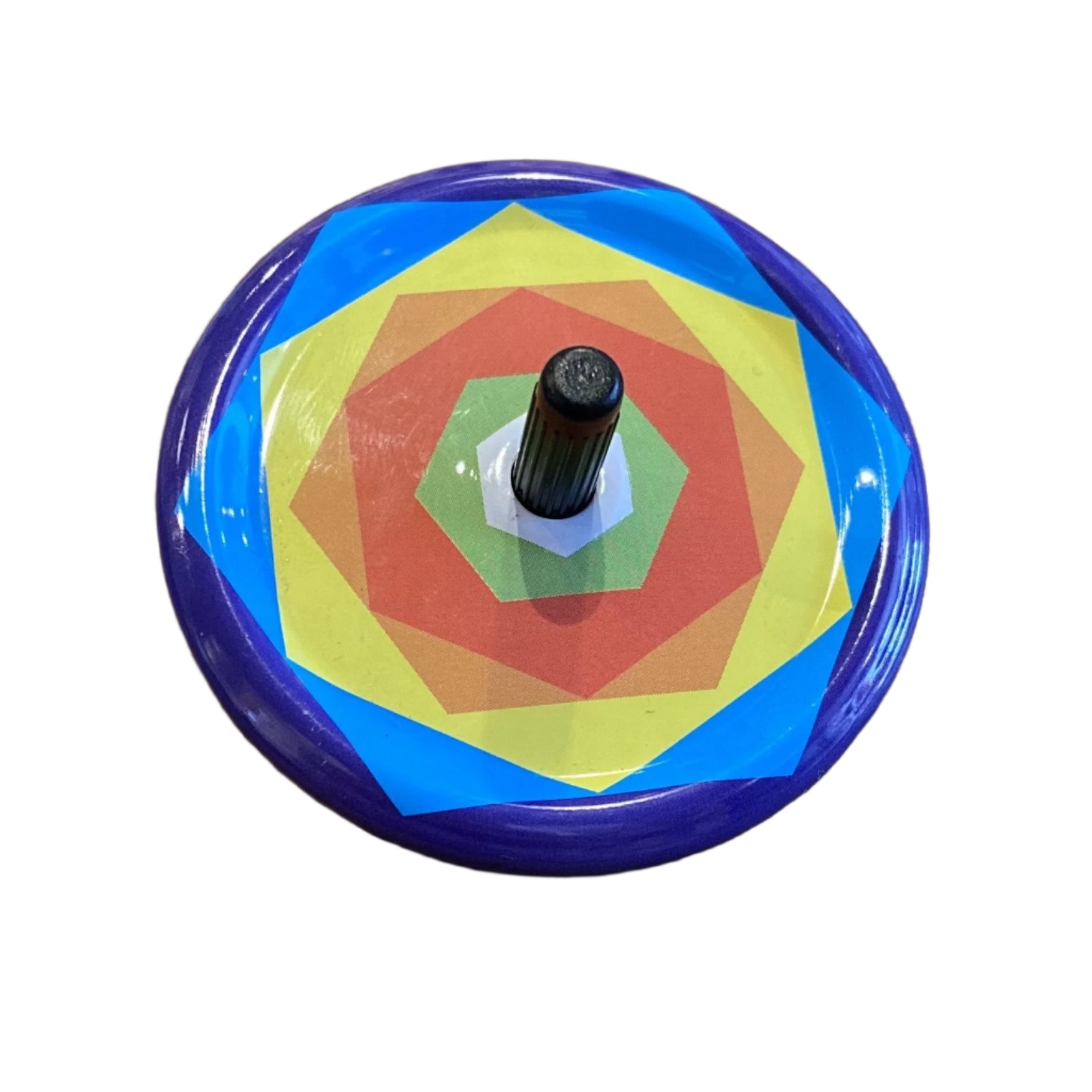 blue shape with green orange and yellow design