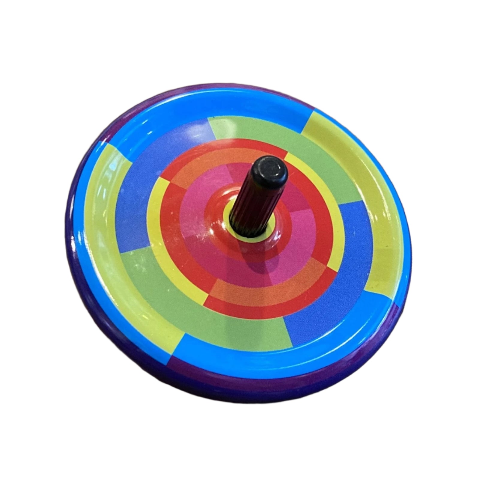 blue top with red, pink, orange and green lines