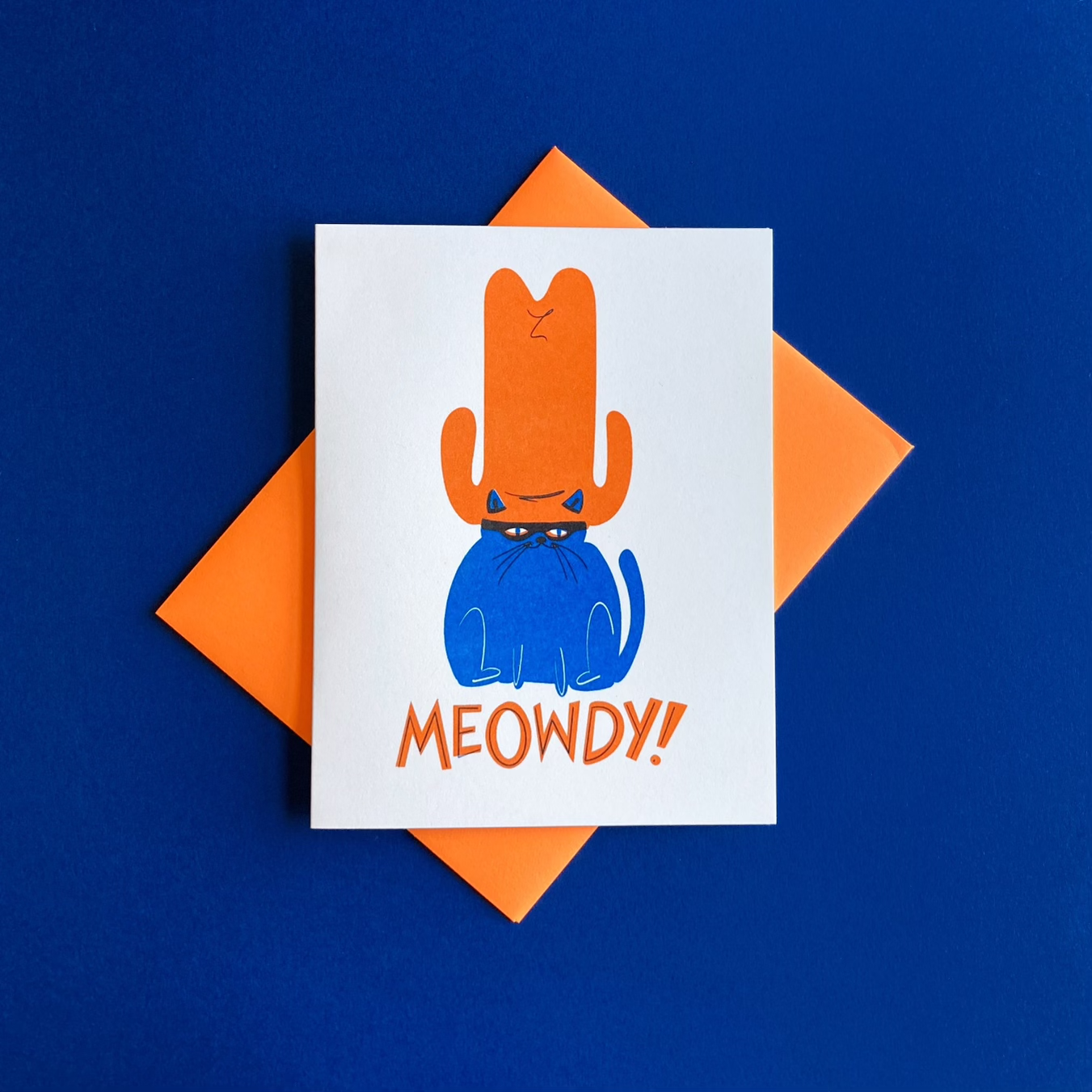 Meowdy Cat - Risograph Card