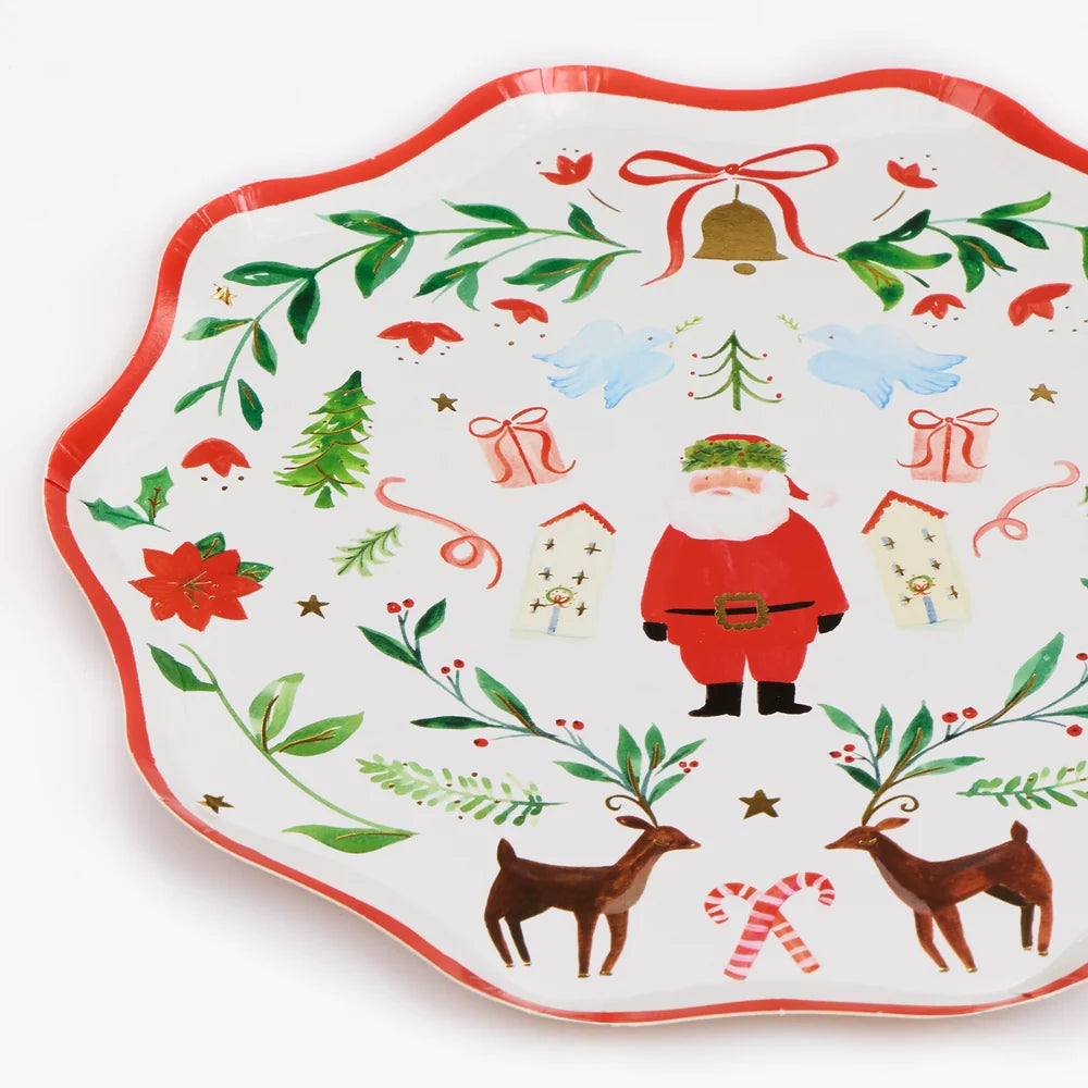 Foliage Santa Patterned Side Plates