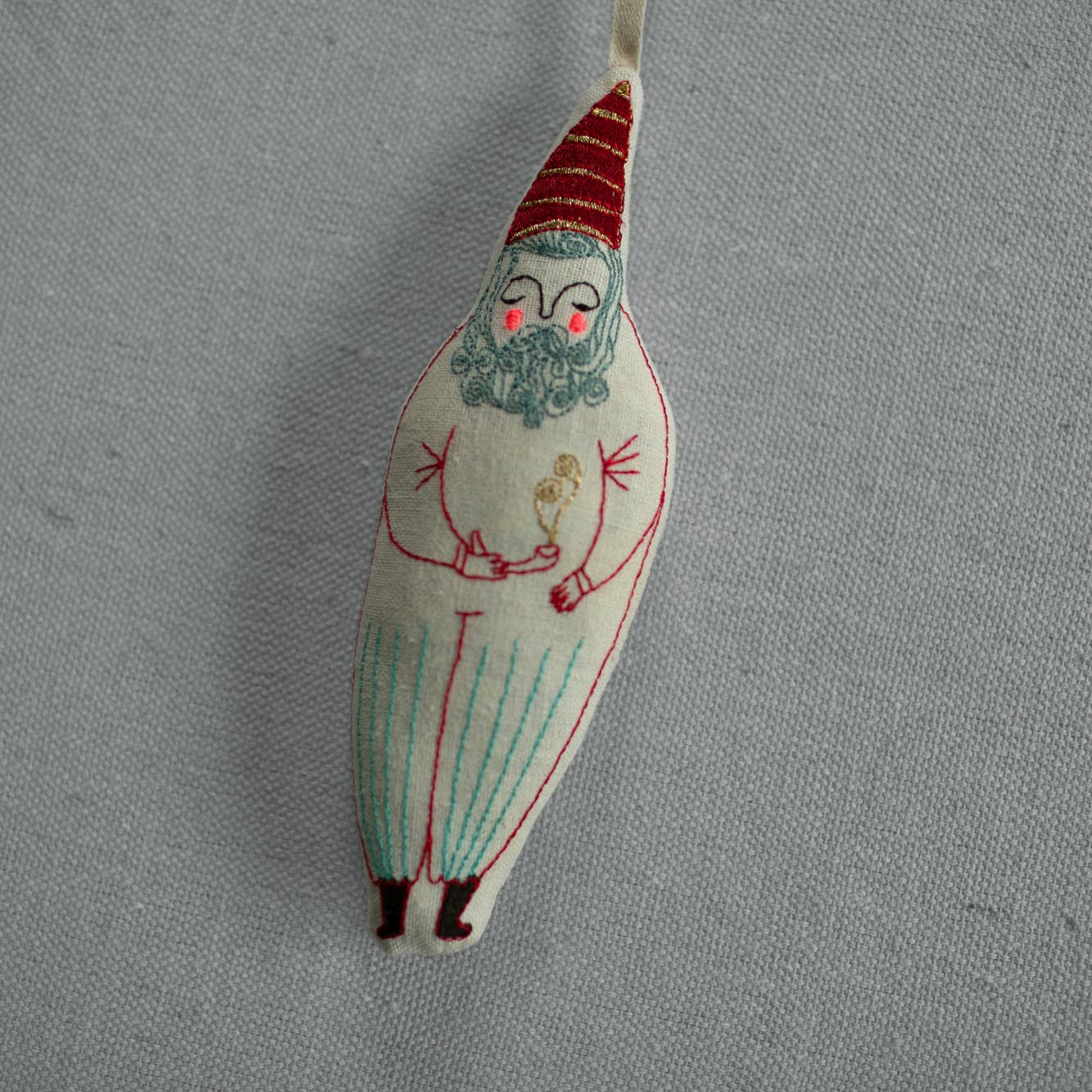 Garden Gnome, Cotton & lavender filled embroidered Ornament