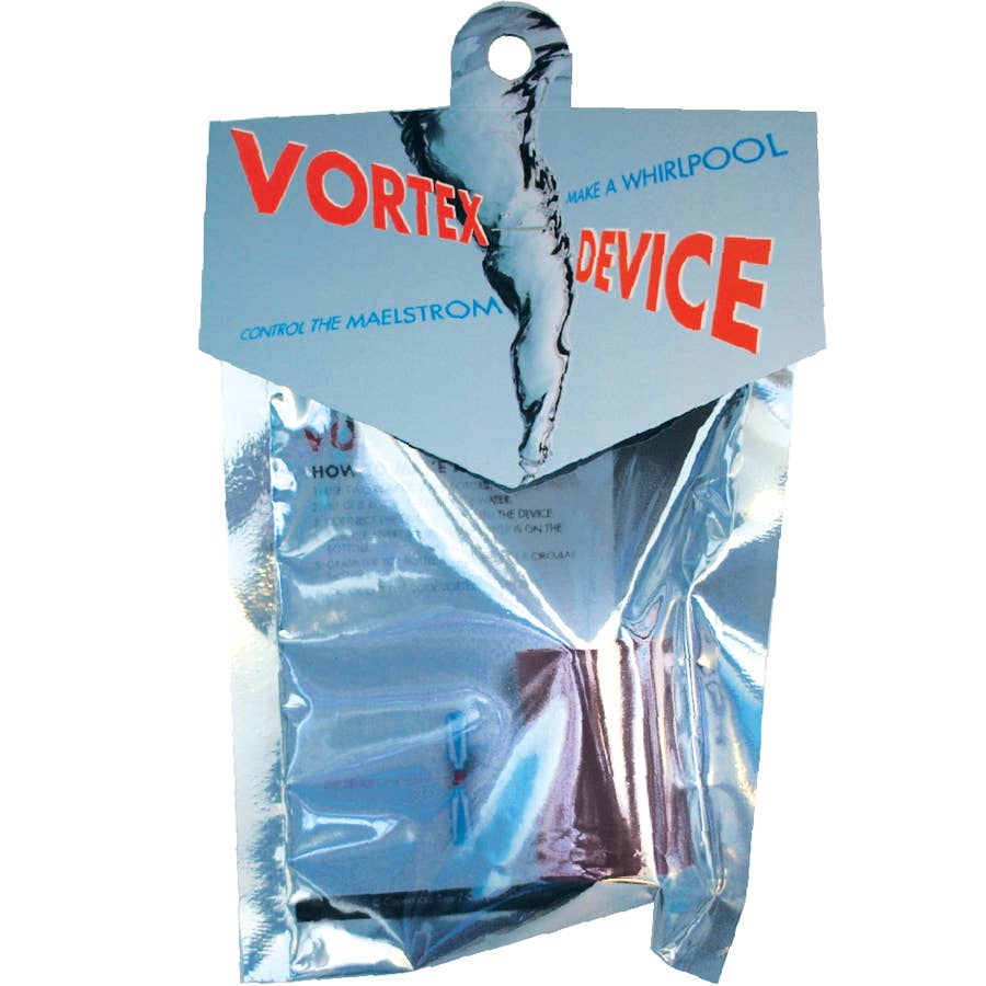 Vortex device packaging with 'Vortex' and 'Whirlpool' text on a white background