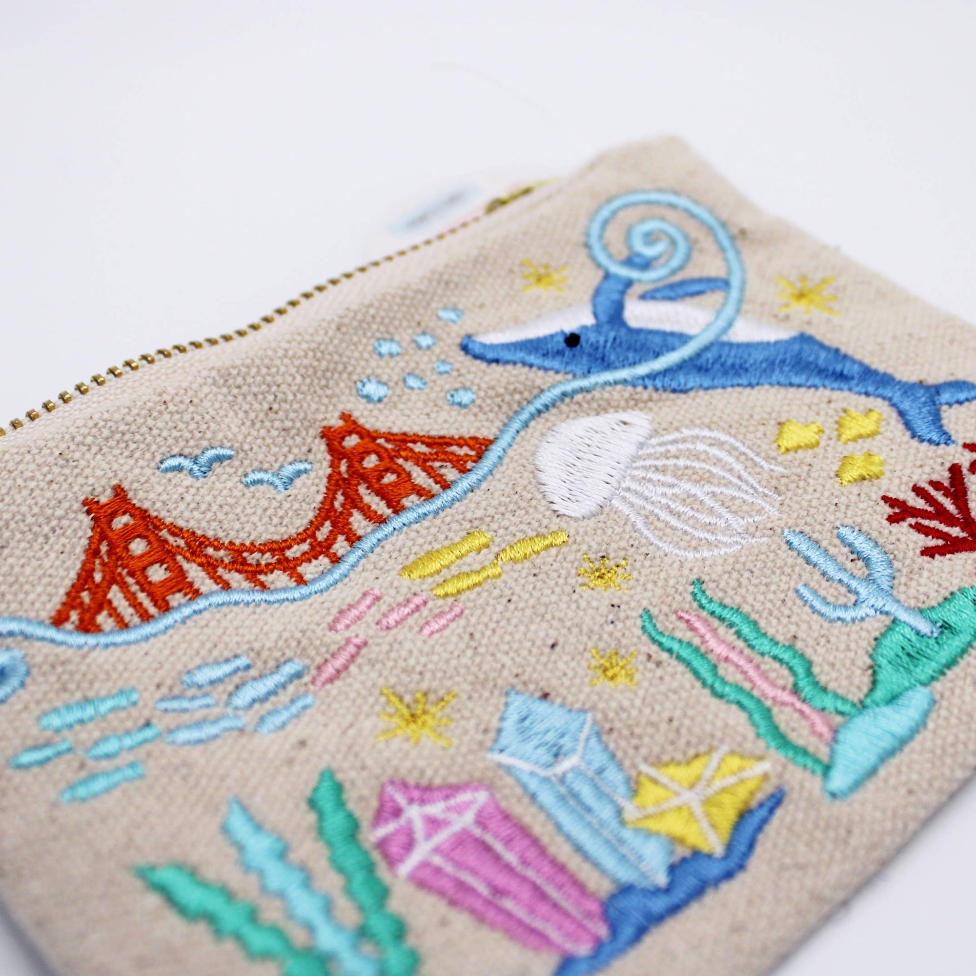 Embroidered San Francisco Sea Life Coin Purse