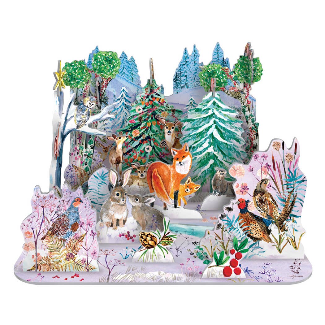 Wooden puzzle with forest animals and scenery