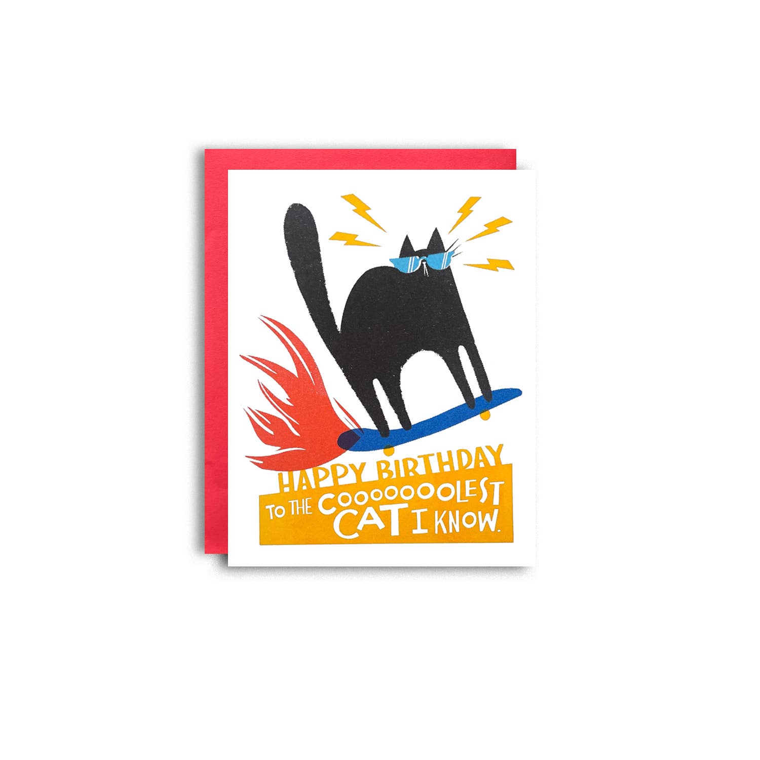 Cool Cat Risograph Birthday Card