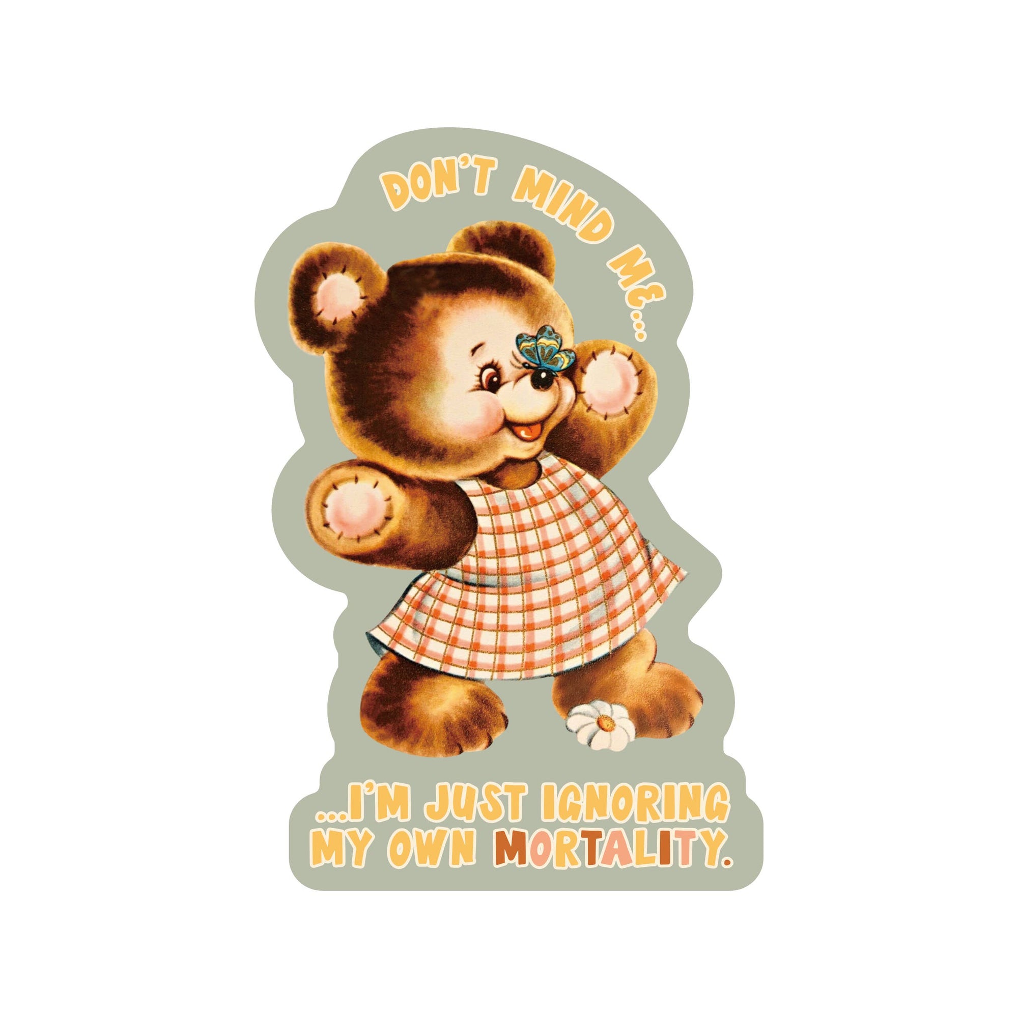 Funny Life & Death Bear Vintage High Quality Vinyl Sticker