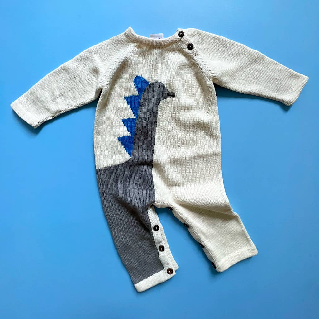 Organic Knit Baby Romper-Dinosaur