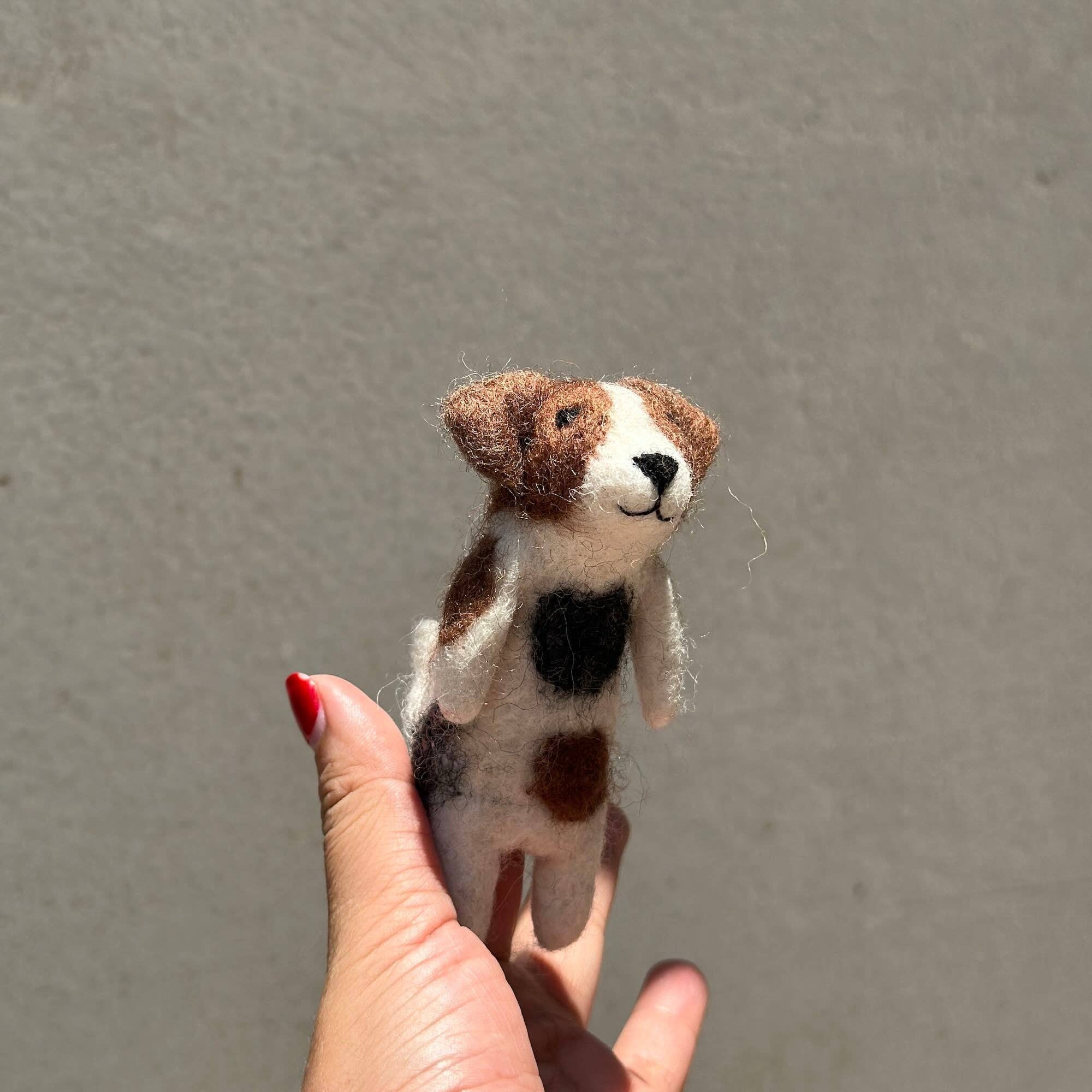 Felt Finger Puppet: Jack Russell Terrier Dog
