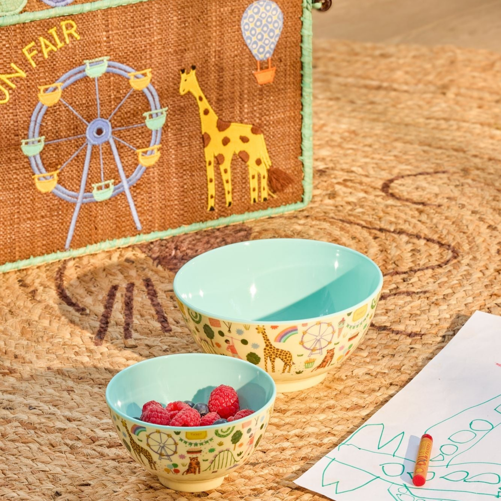 Medium Melamine Bowl - Fun Fair Mint Print