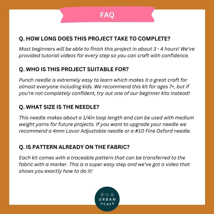 FAQ section about a project with Urban Acres logo