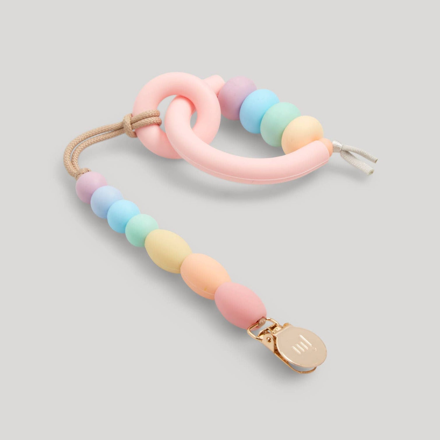 Rainbow Sherbet Arch Ring Teether + Clip Set