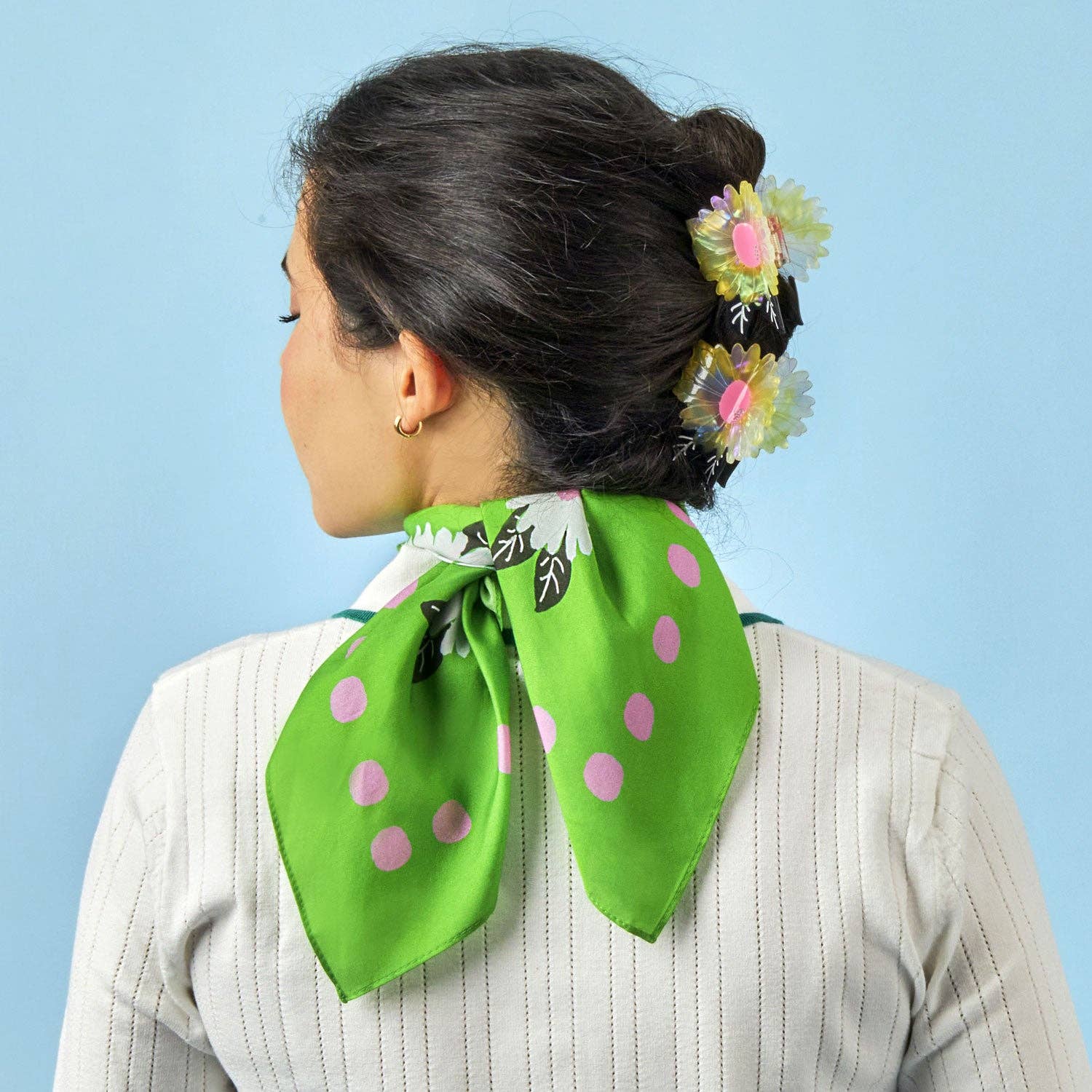 WHITE FLOWER -  Cotton Silk Bandana