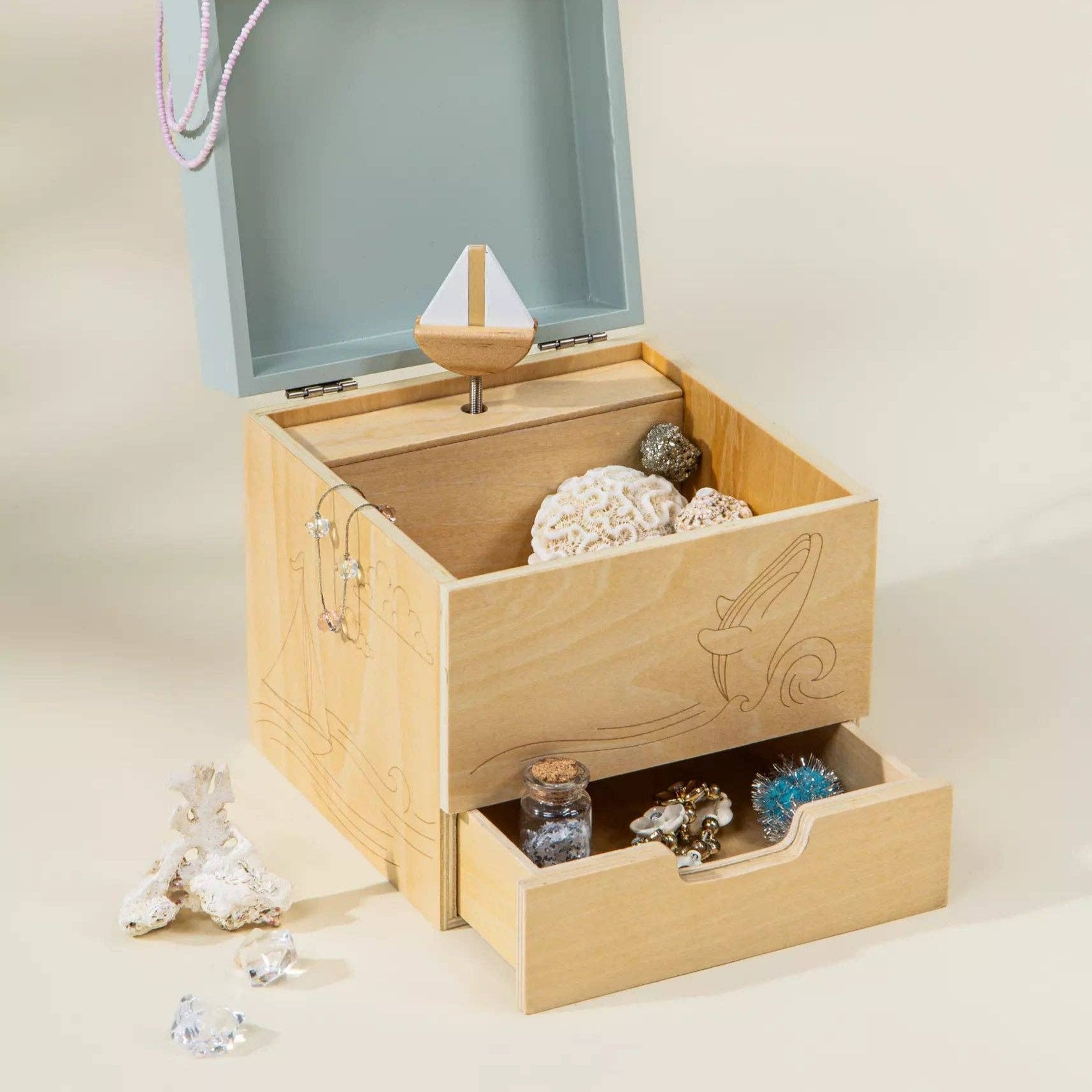 Wooden Musical Souvenir Box - Ocean