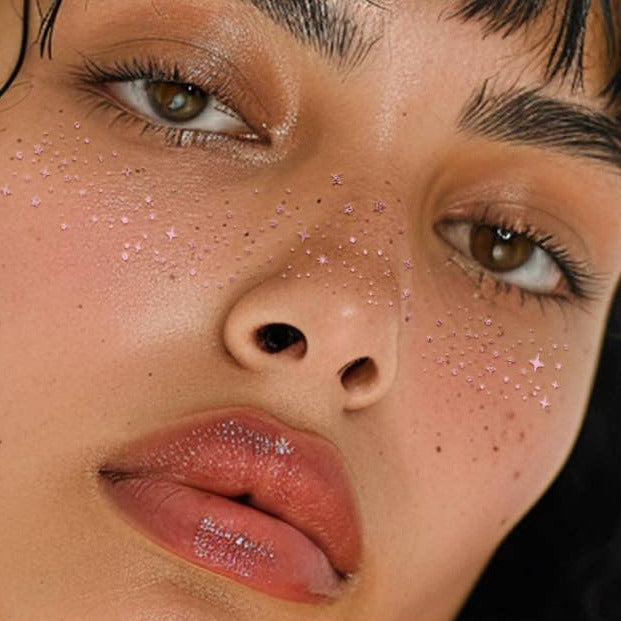 Advertisement for Fazit makeup product with a close-up of a woman's face and text about easy application.