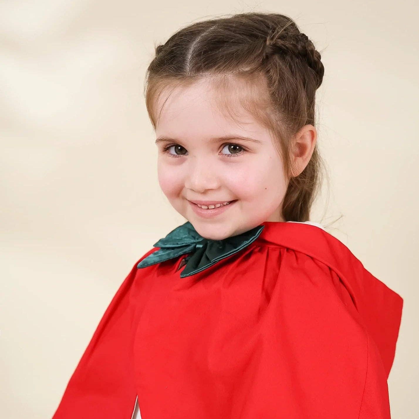 Role Play Dress-Up Red Cotton Twill Cape with Bow