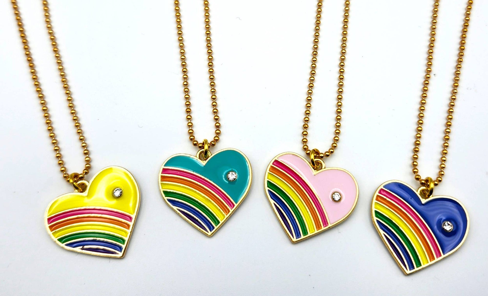 Retro rainbow heart necklaces