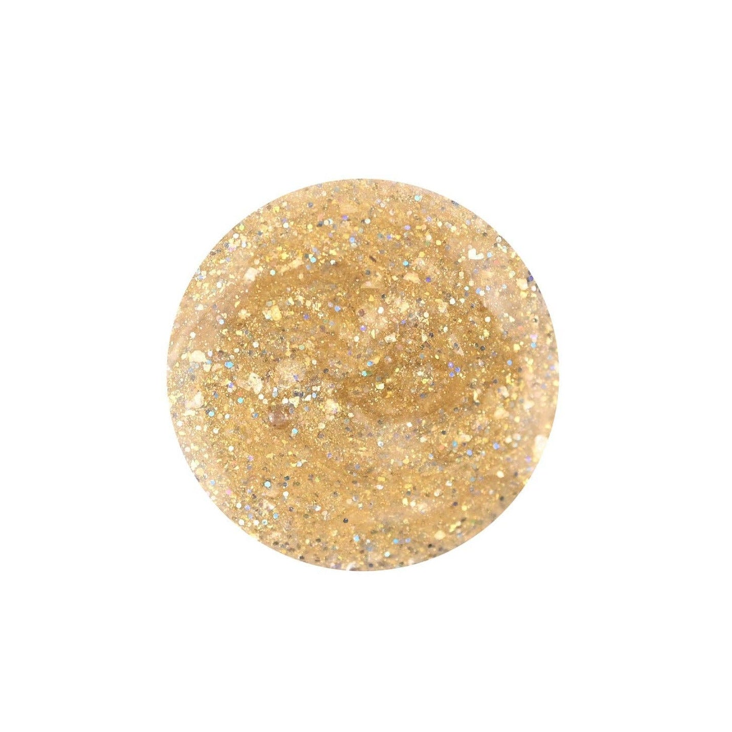 Gold glittery sphere on a white background