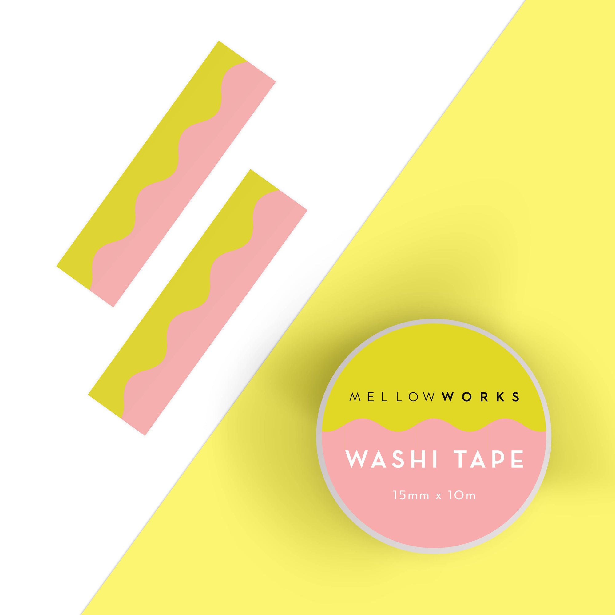 Wave Washi Tape -chartreuse and pink