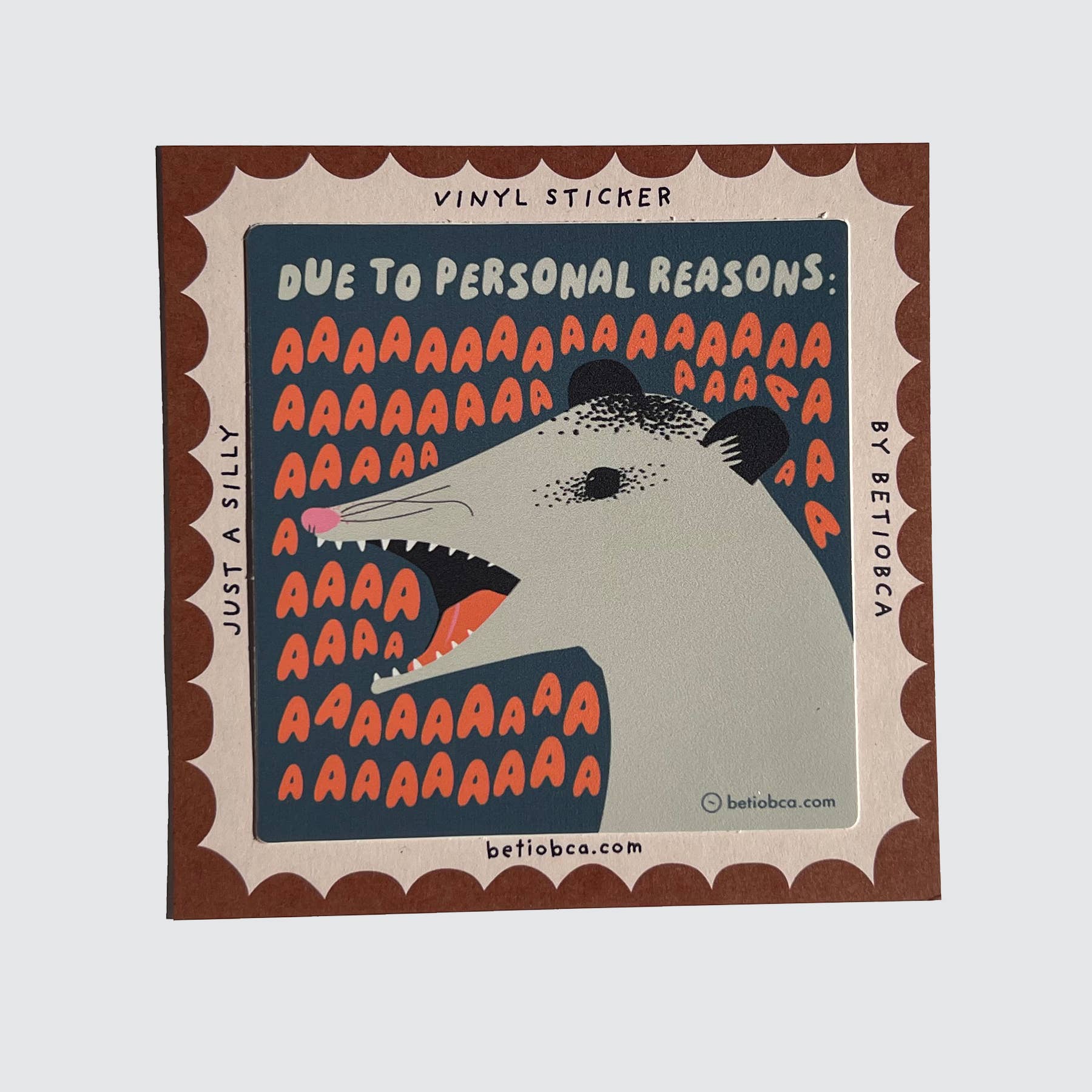 Funny Vinyl Sticker - Screaming Possum