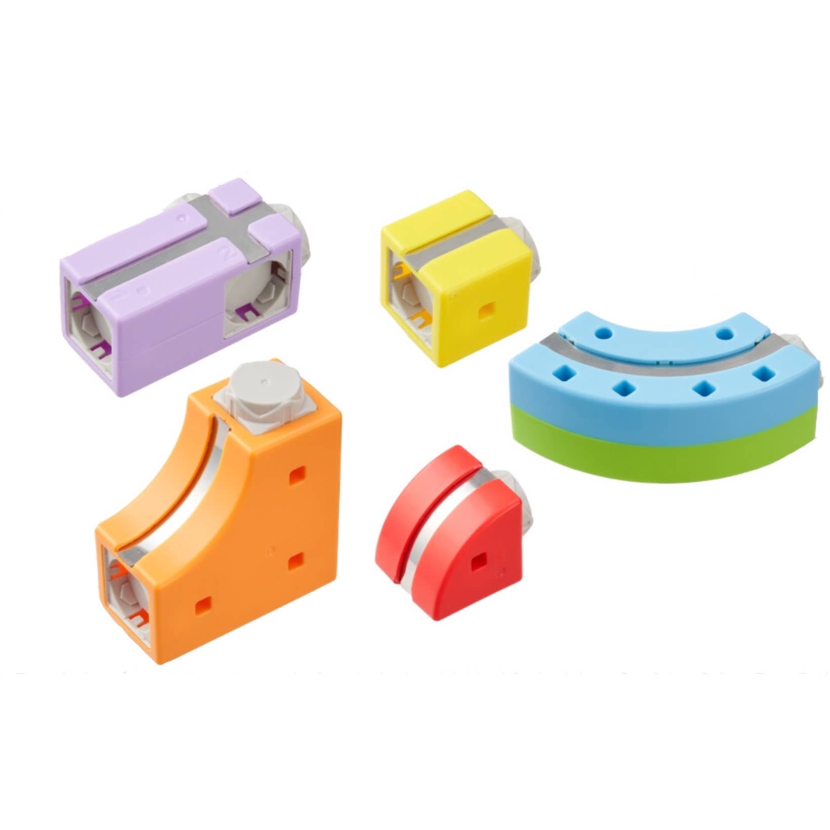 Set of colorful pencil sharpeners on a white background