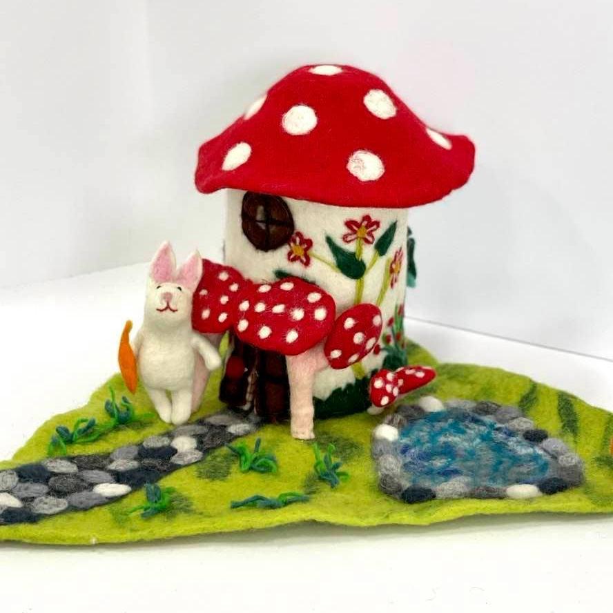 Magic Mushroom Felt Fairy PlayHouse - For Finger Puppets