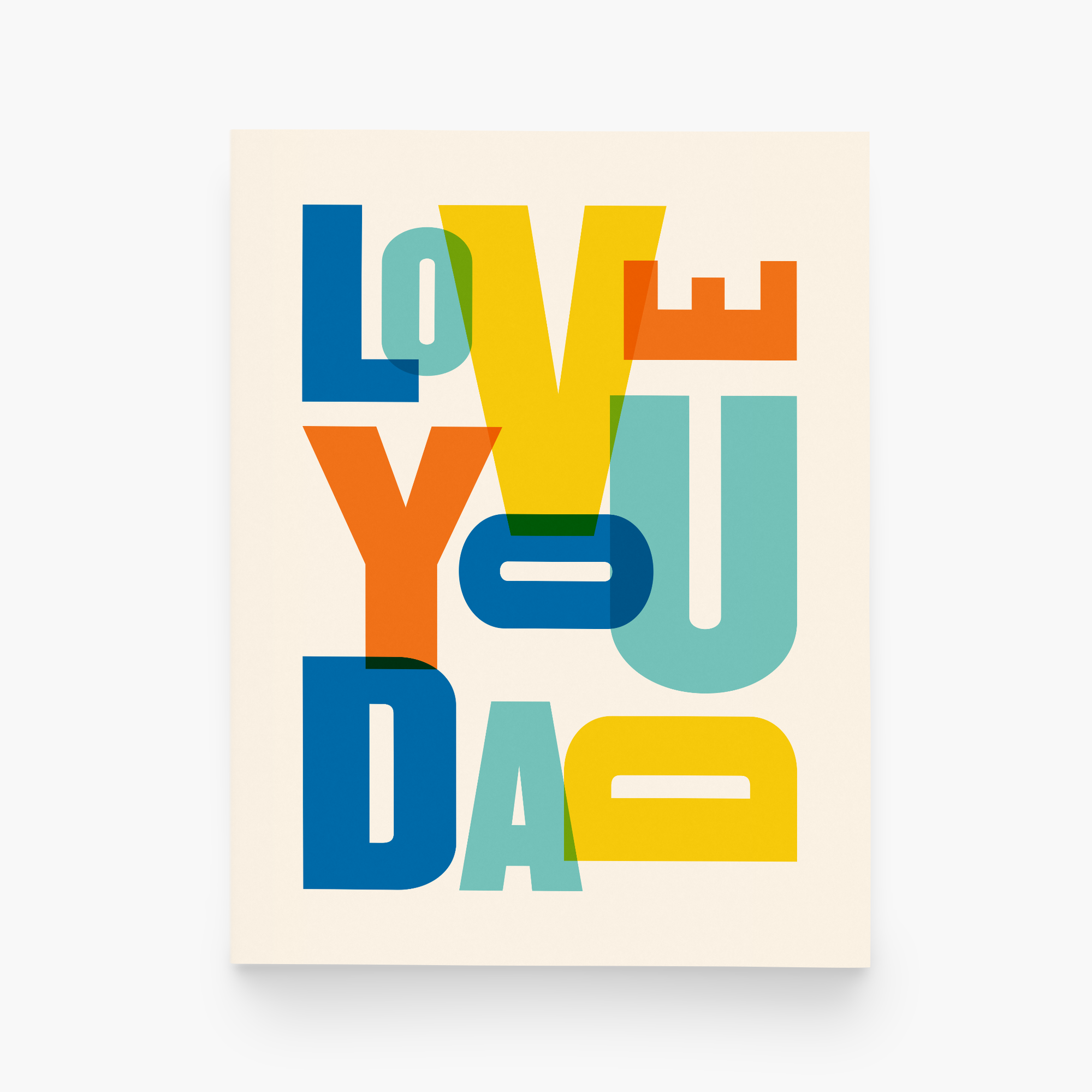 Colorful poster with 'LOVE YOU DA' text on a beige background
