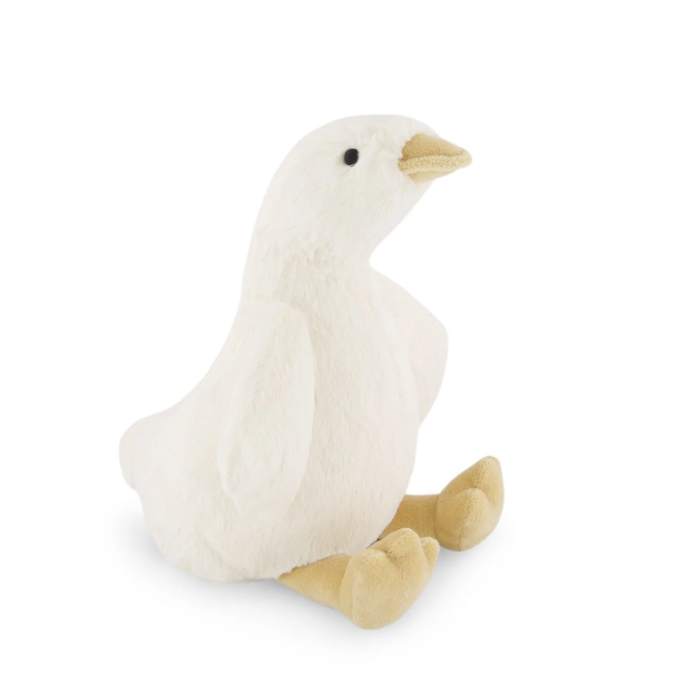 Plush toy goose on a white background