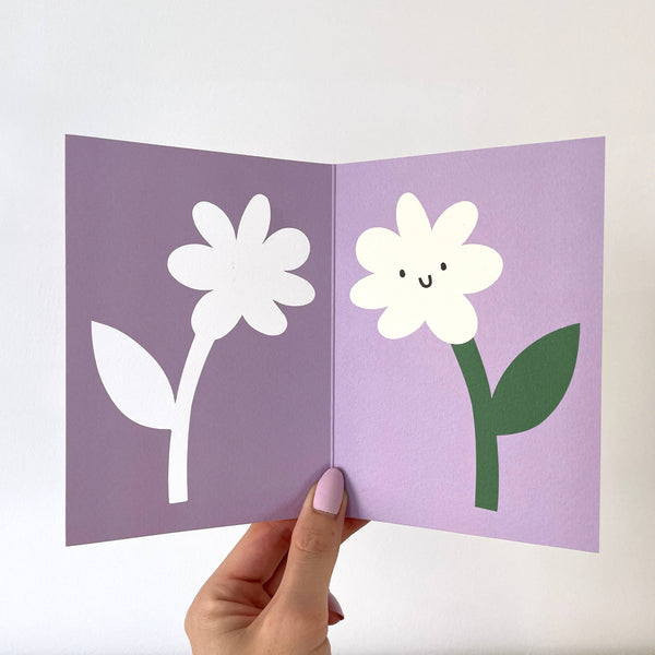 Flower Card - die cut -hello