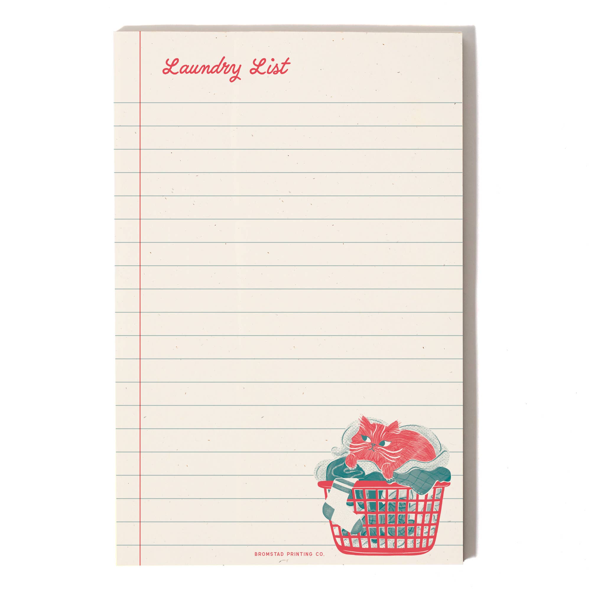 Notepad with 'Laundry List' text and a graphic of a laundry basket on a white background