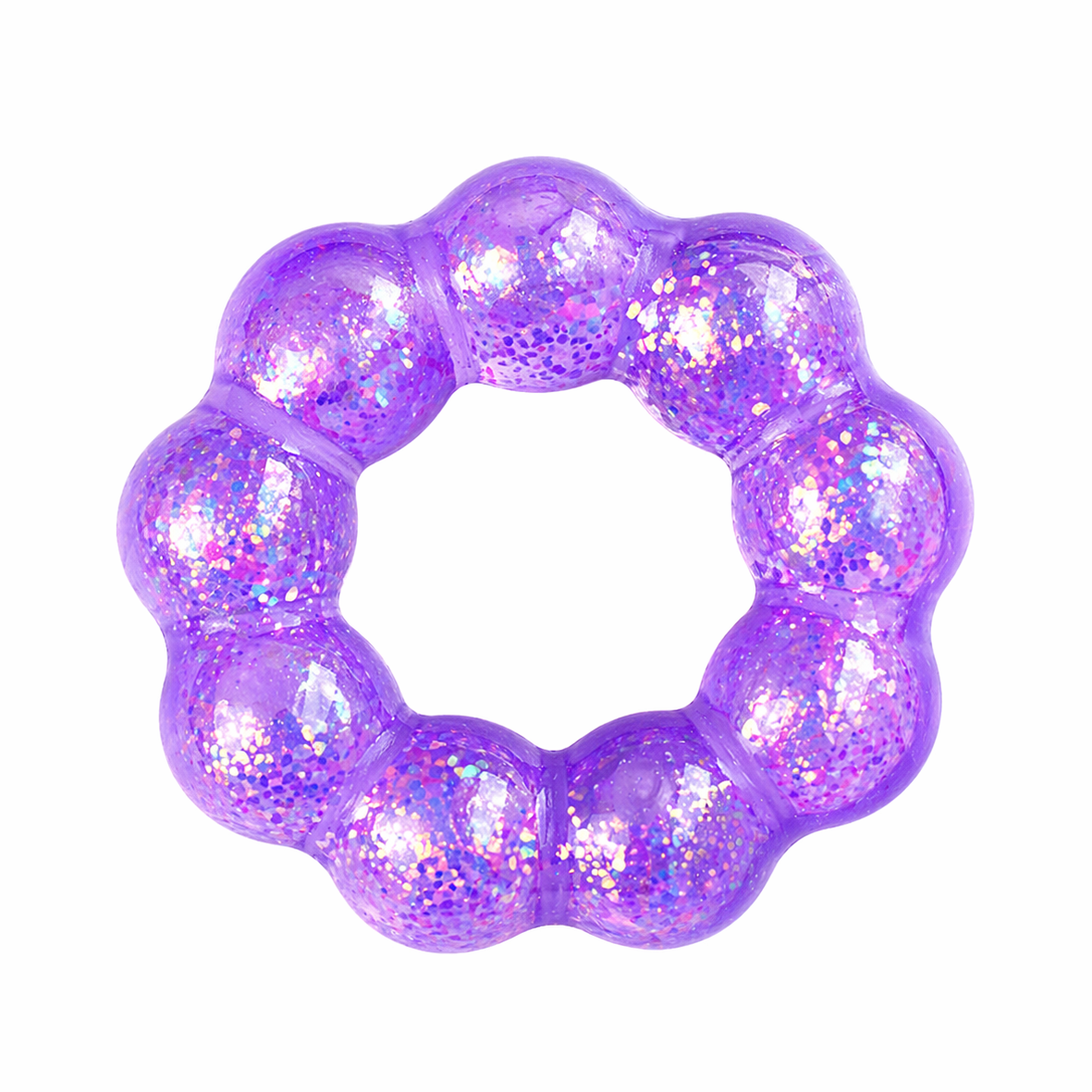 Purple glittery ring on a white background