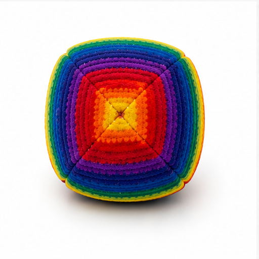 Multicolored woven ball on a white background