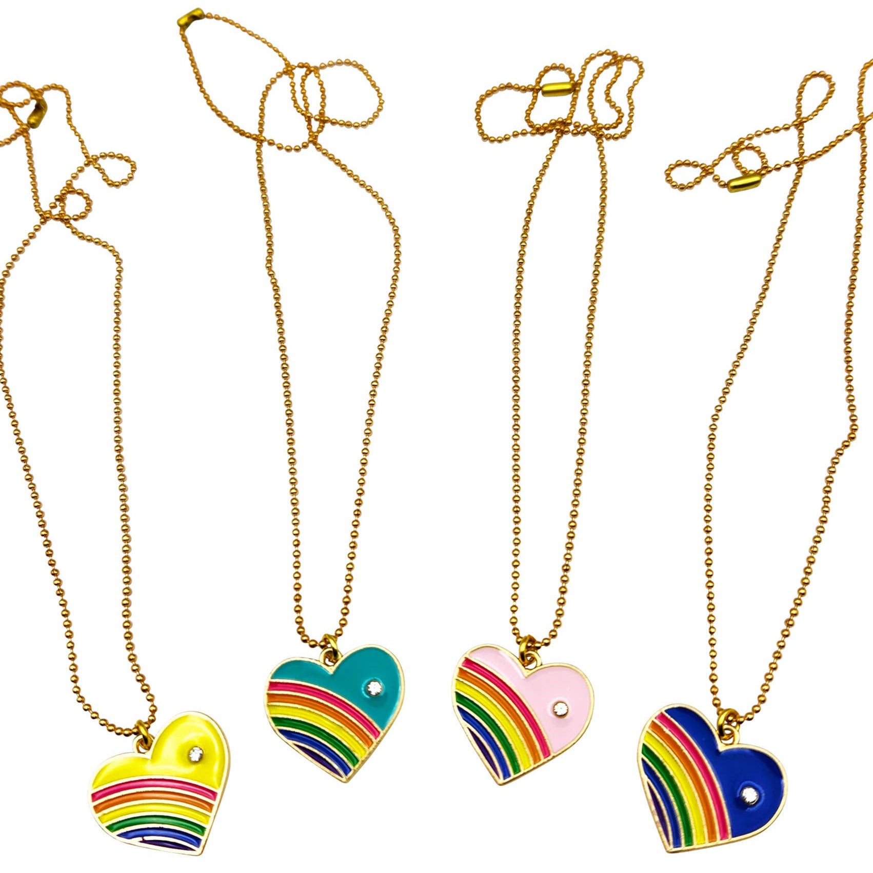 Retro rainbow heart necklaces