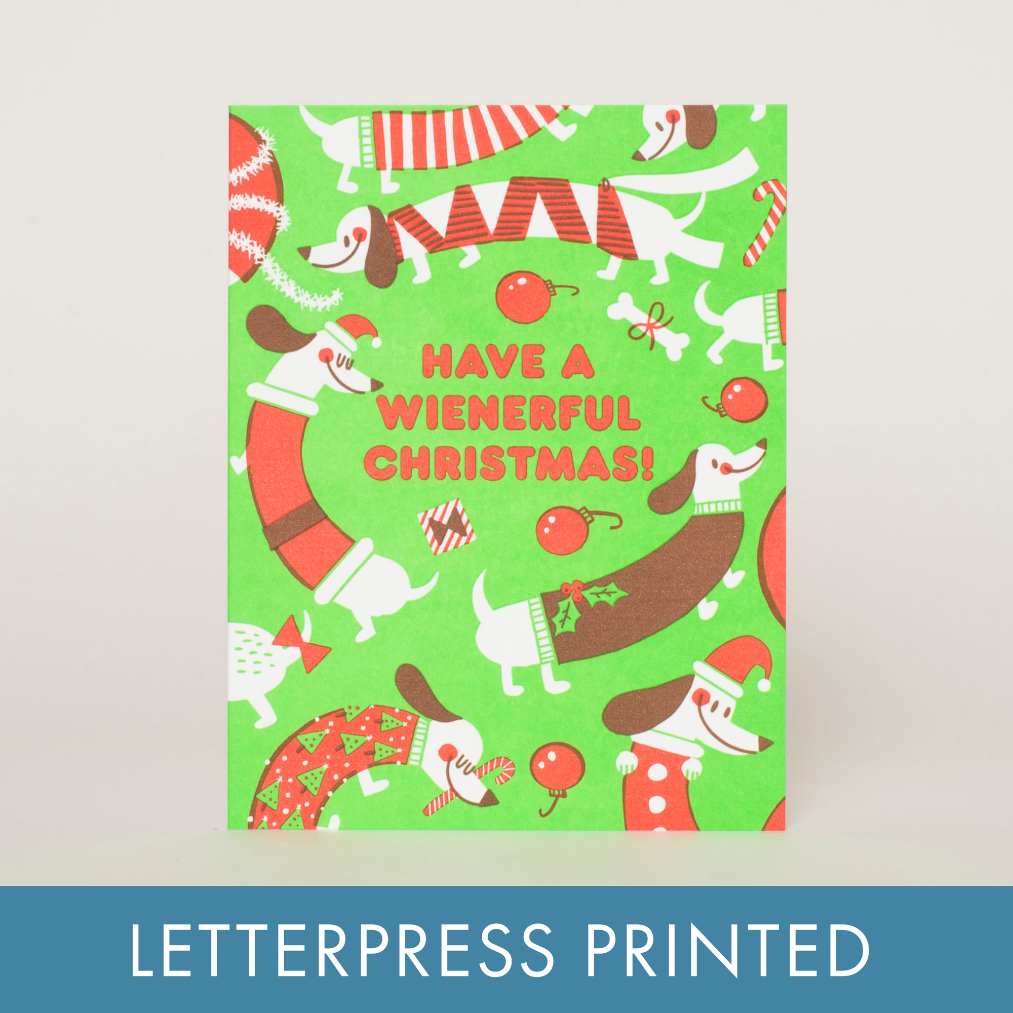 Wiener Dog Christmas Letterpress Card