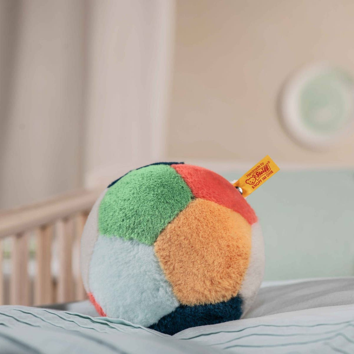 Multicolored Plush Ball with Rattle