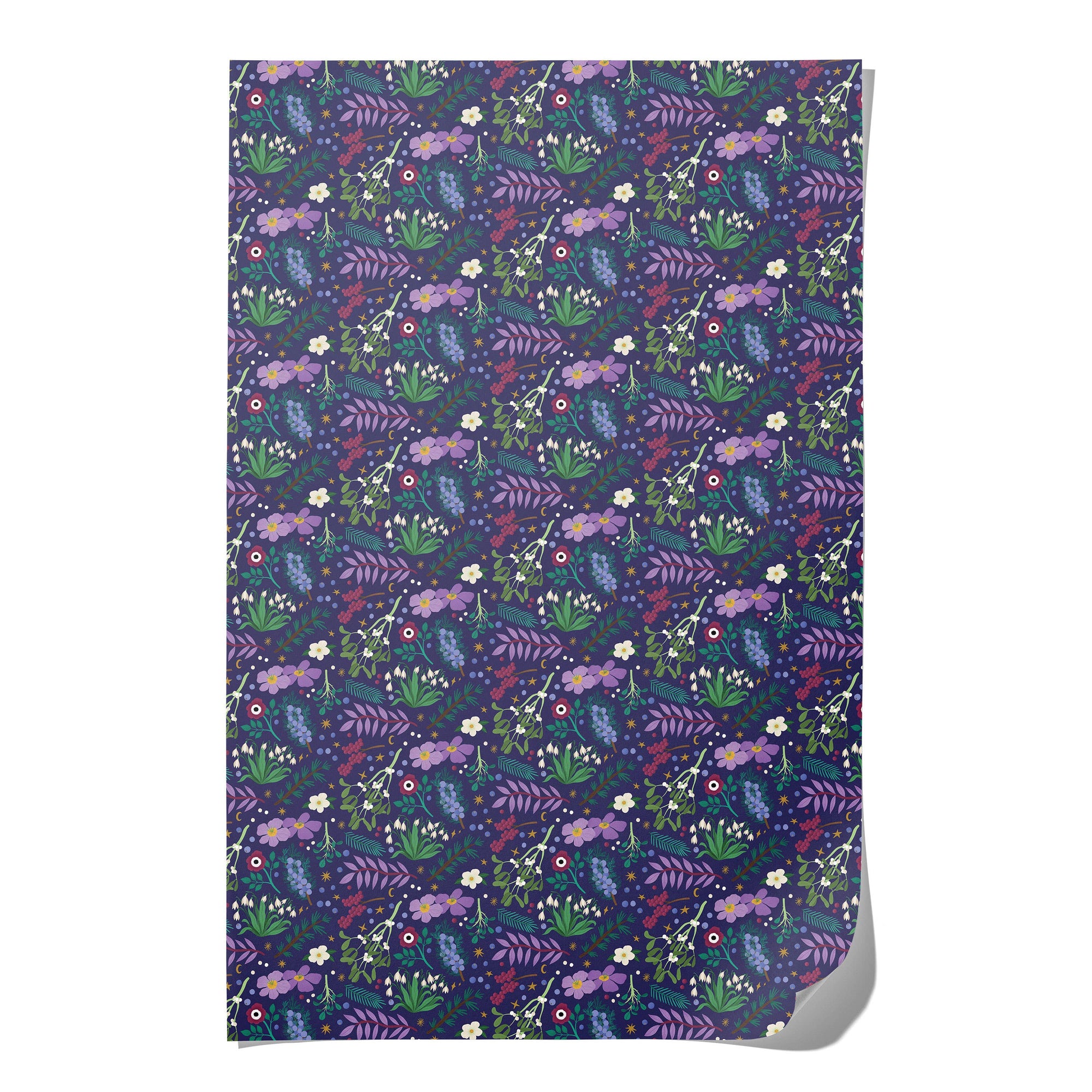 Winter Botanicals holiday wrapping paper -roll of 3 sheets
