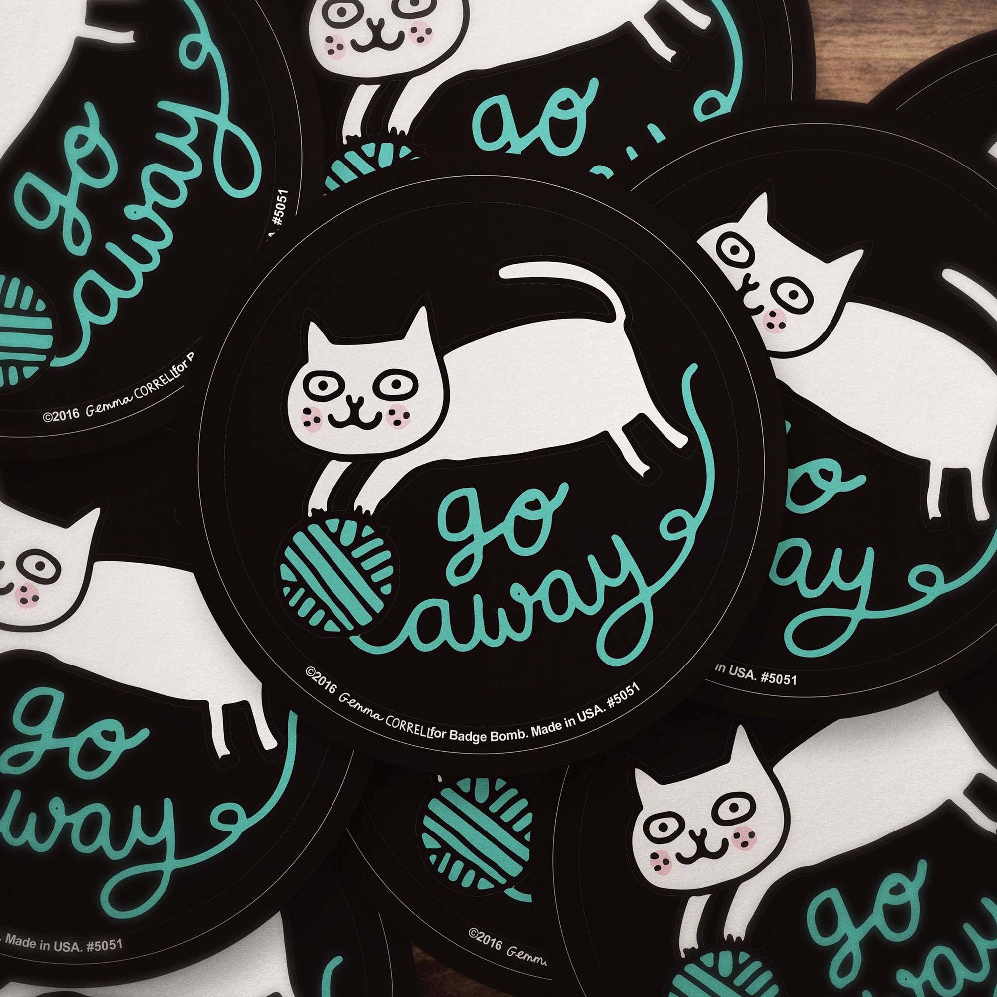 Go Away Cat Sticker -Gemma Correll