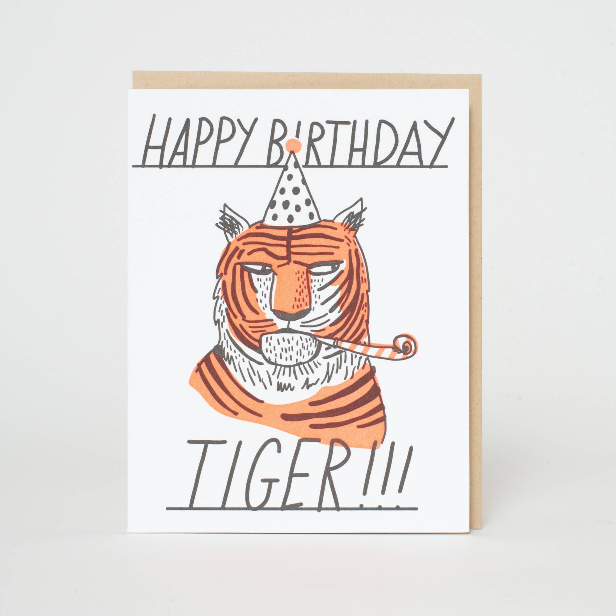 Birthday Tiger Letterpress Card