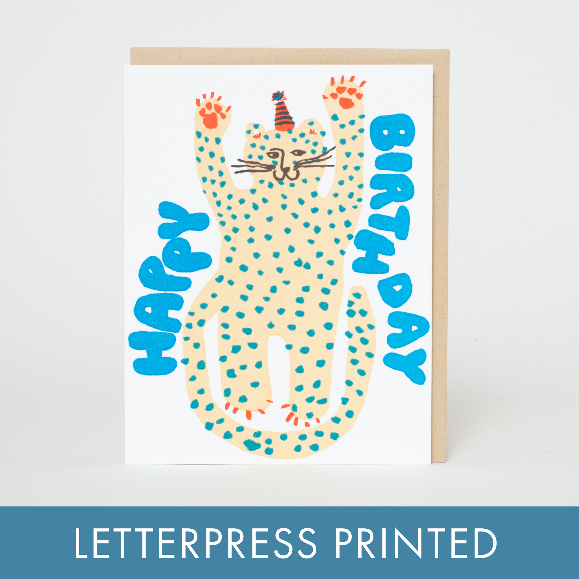 Birthday Party Cheetah Letterpress Card