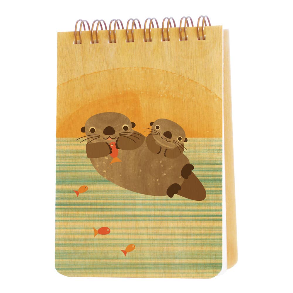 Emmit & Eli Otters Wood Mini Notepad