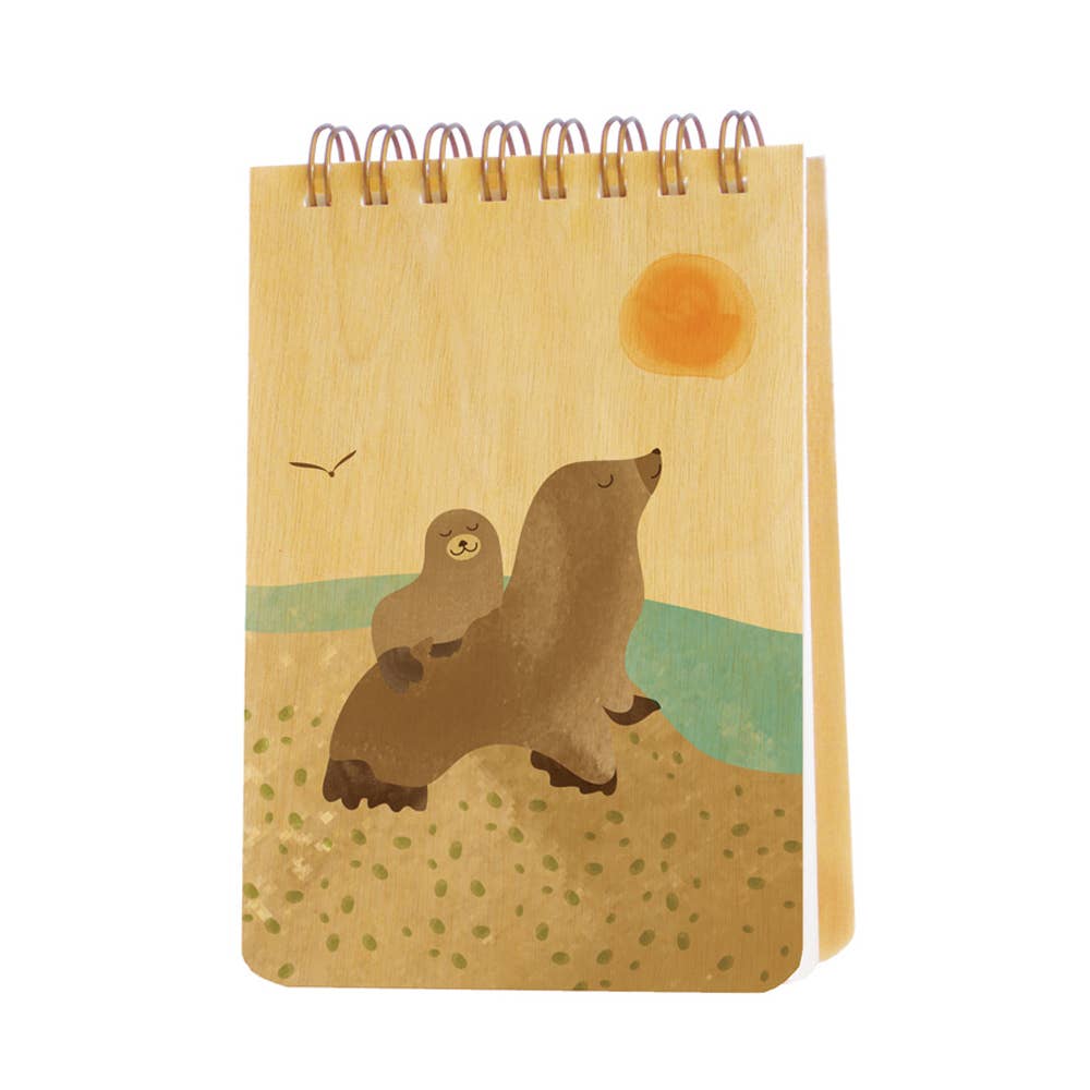 Sea Lions Wood Mini Notepad